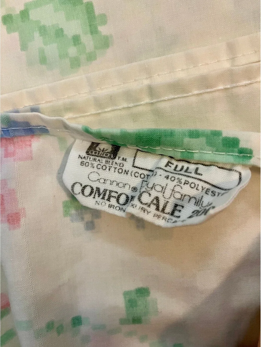 Vintage Cannon Quilt Backing Sheet Cross Stitch Floral 1 Flat 1 Pillowcase Full